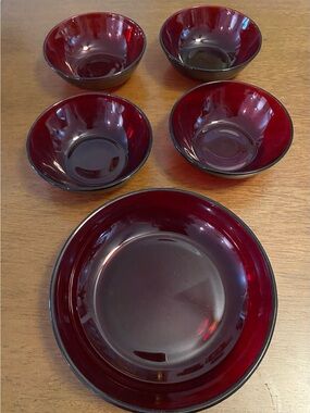 Anchor Hocking Royal Ruby Red Glass Bowls - Set of 5